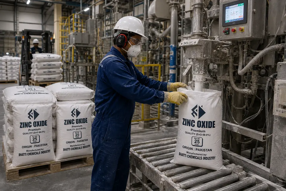 Zinc Oxide manufacturing, packing, and quality facility at Bhatti Chemicals Industry Gujranwala